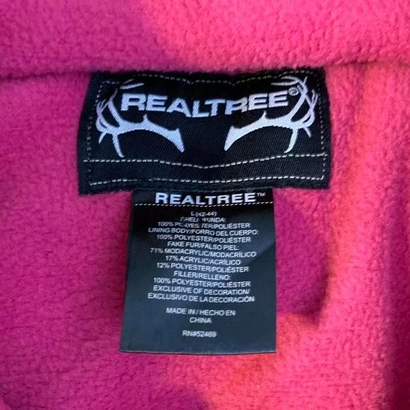 REALTREE Camo women's Puffer with faux fur hood and pink fleece Size L - Picture 4 of 8